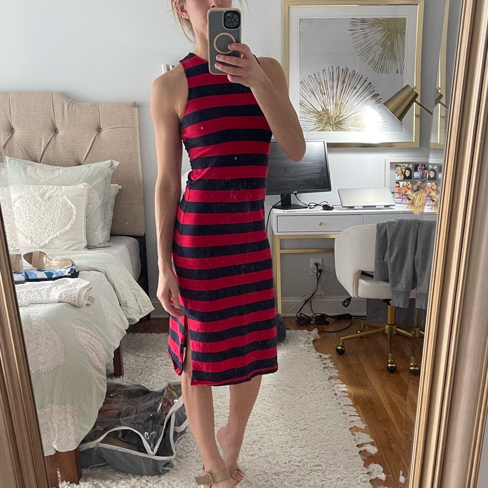 Racer Back Dress - Striped Red & Black